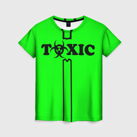 Женская футболка 3D с принтом toxic в Петрозаводске, 100% полиэфир ( синтетическое хлопкоподобное полотно) | прямой крой, круглый вырез горловины, длина до линии бедер | toxic | противогаз | токсик | токсичный | ядовитый