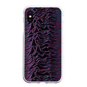 Чехол для iPhone XS Max матовый с принтом Joy Division Glitch в Петрозаводске, Силикон | Область печати: задняя сторона чехла, без боковых панелей | Тематика изображения на принте: glitch | ian curtis | joy division | rock | unknown pleasures | глюк | иэн кёртис | рок