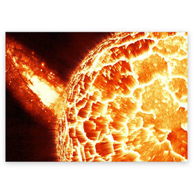 Поздравительная открытка с принтом Космический объект в Петрозаводске, 100% бумага | плотность бумаги 280 г/м2, матовая, на обратной стороне линовка и место для марки
 | planets | взрыв | взрывы | вселенная | вселенский | звезда | звёзды | космические | космический | космос | лава | мантия | огненный | огонь | пламя | планета | планеты | солнце | яркие | яркий