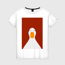 Женская футболка хлопок с принтом Утка в Петрозаводске, 100% хлопок | прямой крой, круглый вырез горловины, длина до линии бедер, слегка спущенное плечо | иллюстрация | мем | мемы | рисунок | смешно | современно | утка