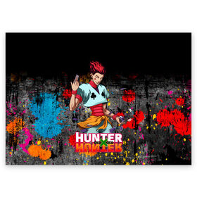 Поздравительная открытка с принтом Хисока Hunter x Hunter в Петрозаводске, 100% бумага | плотность бумаги 280 г/м2, матовая, на обратной стороне линовка и место для марки
 | anime | hunter | hunter x hunter | zoldyck | аниме | зодиак | охотник | охотники | хисока