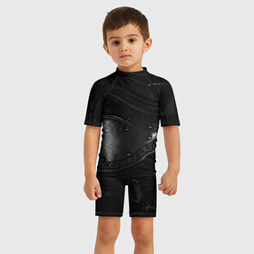 Детский купальный костюм 3D с принтом MORTAL SHELL БРОНЯ в Петрозаводске, Полиэстер 85%, Спандекс 15% | застежка на молнии на спине | cold symmetry | mortal | mortal shell | playstack | shell