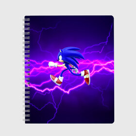 Тетрадь с принтом Sonic Storm в Петрозаводске, 100% бумага | 48 листов, плотность листов — 60 г/м2, плотность картонной обложки — 250 г/м2. Листы скреплены сбоку удобной пружинной спиралью. Уголки страниц и обложки скругленные. Цвет линий — светло-серый
 | Тематика изображения на принте: hedgehog | metal sonic | silver | silver the hedgehog | sonic | sonic boom | sonic the hedgehog | ёж сонник | игры | соник | фильмы