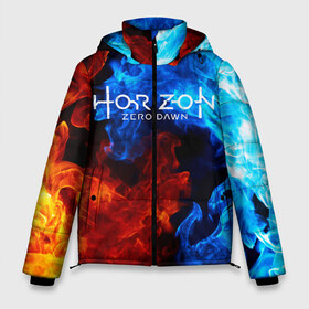 Мужская зимняя куртка 3D с принтом Horizon Zero Dawn FIRE в Петрозаводске, верх — 100% полиэстер; подкладка — 100% полиэстер; утеплитель — 100% полиэстер | длина ниже бедра, свободный силуэт Оверсайз. Есть воротник-стойка, отстегивающийся капюшон и ветрозащитная планка. 

Боковые карманы с листочкой на кнопках и внутренний карман на молнии. | Тематика изображения на принте: aloy | antasy girl | art | artwork | digital art | fantasy | horizon | horizon: zero dawn | landscape | tallneck | warrior fantasy | weapon | zero dawn