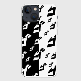 Чехол для iPhone 13 mini с принтом Паттерн ДжоДжо черно белый в Петрозаводске,  |  | anime | jojo | jojo’s bizarre adventure | аниме | анимэ | биззаре адвенчер | джо | джо джо | джоджо | джонатан джостар | дзёсукэ хигасиката | дзётаро кудзё | жожо | игги | кира | лого | манга | невероятные приключения