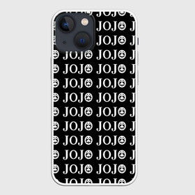 Чехол для iPhone 13 mini с принтом JOJOJOJOJOJOJOJOJ BLACK в Петрозаводске,  |  | anime | jojo | jojo’s bizarre adventure | аниме | анимэ | биззаре адвенчер | джо | джо джо | джоджо | джонатан джостар | дзёсукэ хигасиката | дзётаро кудзё | жожо | игги | кира | лого | манга | невероятные приключения