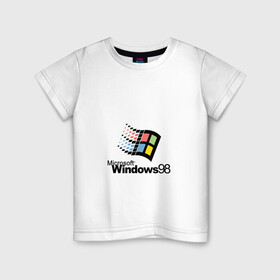 Детская футболка хлопок с принтом Windows 98 в Петрозаводске, 100% хлопок | круглый вырез горловины, полуприлегающий силуэт, длина до линии бедер | microsoft | windows | windows98 | виндовс | майкрософт