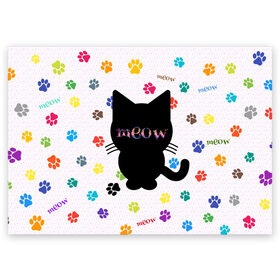 Поздравительная открытка с принтом Meow в Петрозаводске, 100% бумага | плотность бумаги 280 г/м2, матовая, на обратной стороне линовка и место для марки
 | meow | кот | котенок | котики | лапки | мяу