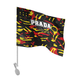 Флаг для автомобиля с принтом PRADA в Петрозаводске, 100% полиэстер | Размер: 30*21 см | prada | prada gang | prada style | prada принт | prada футболка | парада стиль | прада | прада принт | прада футболка