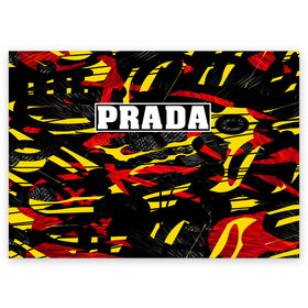 Поздравительная открытка с принтом PRADA в Петрозаводске, 100% бумага | плотность бумаги 280 г/м2, матовая, на обратной стороне линовка и место для марки
 | prada | prada gang | prada style | prada принт | prada футболка | парада стиль | прада | прада принт | прада футболка