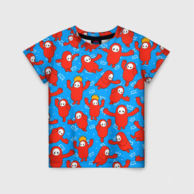 Детская футболка 3D с принтом Fall guys red в Петрозаводске, 100% гипоаллергенный полиэфир | прямой крой, круглый вырез горловины, длина до линии бедер, чуть спущенное плечо, ткань немного тянется | fal | fall | fall guys | guys | гайз | гайс | корона | фалл | фол