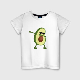 Детская футболка хлопок с принтом Авокадо дэб в Петрозаводске, 100% хлопок | круглый вырез горловины, полуприлегающий силуэт, длина до линии бедер | dab | авокадо | даб | дэб | мем | очки | фрукт