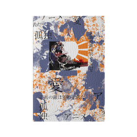 Обложка для паспорта матовая кожа с принтом Самурай Чамплу в Петрозаводске, натуральная матовая кожа | размер 19,3 х 13,7 см; прозрачные пластиковые крепления | Тематика изображения на принте: абстракция | аниме | брызги | иероглифы | самурай | самурай чамплу | тай дай | чамплу | япония | японские иероглифы | японские символы