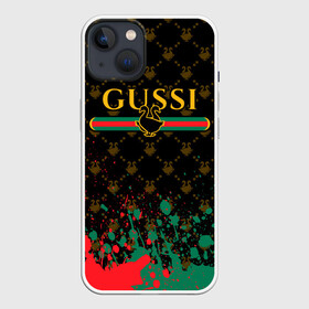 Чехол для iPhone 13 с принтом GUSSI   ГУСИ в Петрозаводске,  |  | anti | antibrand | brand | fashion | gucci | gusi | gussi | logo | meme | memes | анти | антибренд | бренд | гуси | гуччи | забавные | лого | логотип | мем | мемы | мода | прикол | приколы | прикольные | символ