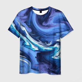 Мужская футболка 3D с принтом Абстрактные волны в Петрозаводске, 100% полиэфир | прямой крой, круглый вырез горловины, длина до линии бедер | абстракция | акрил | волны | градиент | тай дай