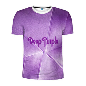 Мужская футболка 3D спортивная с принтом Deep Purple в Петрозаводске, 100% полиэстер с улучшенными характеристиками | приталенный силуэт, круглая горловина, широкие плечи, сужается к линии бедра | deep | logo | purple | rock | whoosh | группа | знаменитости | лого | надпись | рок | текст