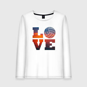 Женский лонгслив хлопок с принтом LOVE Volleyball в Петрозаводске, 100% хлопок |  | beach | i love | live | love | voleybal | volleyball | волебол | волейбол | волейболист | волейболистка | воллейбол | пляжный | я люблю