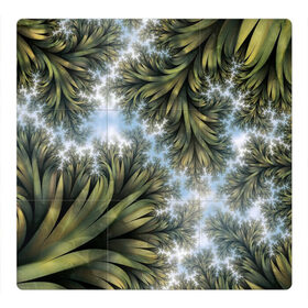 Магнитный плакат 3Х3 с принтом Зеленые листья в Петрозаводске, Полимерный материал с магнитным слоем | 9 деталей размером 9*9 см | Тематика изображения на принте: абстракция | голубое | зеленые листья | листья | небо