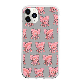 Чехол для iPhone 11 Pro Max матовый с принтом РОЗОВЫЕ СЛОНИКИ ПАТТЕРН в Петрозаводске, Силикон |  | бесшовный паттерн | животные. слоны | милота | нежнятина | серый | слоники. розовый