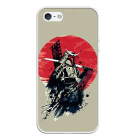 Чехол для iPhone 5/5S матовый с принтом Samurai man в Петрозаводске, Силикон | Область печати: задняя сторона чехла, без боковых панелей | бамбук | катана | сакура | самурай | япония