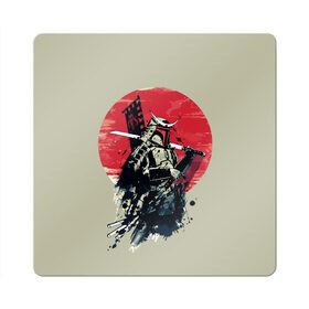 Магнит виниловый Квадрат с принтом Samurai man в Петрозаводске, полимерный материал с магнитным слоем | размер 9*9 см, закругленные углы | бамбук | катана | сакура | самурай | япония