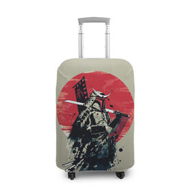 Чехол для чемодана 3D с принтом Samurai man в Петрозаводске, 86% полиэфир, 14% спандекс | двустороннее нанесение принта, прорези для ручек и колес | бамбук | катана | сакура | самурай | япония