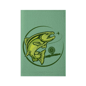 Обложка для паспорта матовая кожа с принтом Large fish в Петрозаводске, натуральная матовая кожа | размер 19,3 х 13,7 см; прозрачные пластиковые крепления | океан | рыбалка | рыбы | спининг