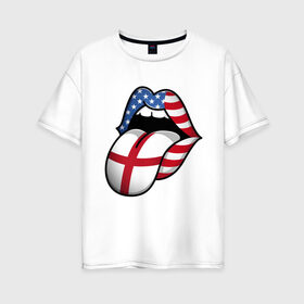 Женская футболка хлопок Oversize с принтом Английский Язык в Петрозаводске, 100% хлопок | свободный крой, круглый ворот, спущенный рукав, длина до линии бедер
 | american | england | english | usa | английский язык | англия | переводчик | сша | тренд | язык