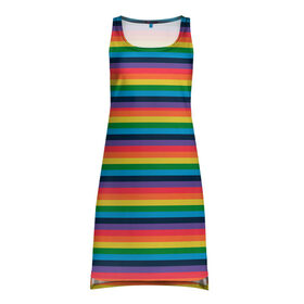 Платье-майка 3D с принтом Радужный флаг в Петрозаводске, 100% полиэстер | полуприлегающий силуэт, широкие бретели, круглый вырез горловины, удлиненный подол сзади. | pride | rainbow | tiktok | мем | оля тыква | подсяду | прайд | привет | привет я подсяду | радуга | радужный флаг | тик ток | тикток | феминизм | феминитивы | я подсяду