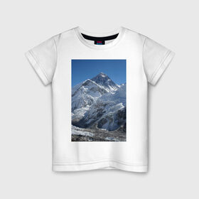 Детская футболка хлопок с принтом Эверест в Петрозаводске, 100% хлопок | круглый вырез горловины, полуприлегающий силуэт, длина до линии бедер | вершина | возвышеность | гора | холм | эверест
