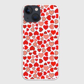 Чехол для iPhone 13 mini с принтом Сердечки паттерн в Петрозаводске,  |  | cute | love is | valentines day | you | алые | валентина | влюбленные | девушке | день рождения | дружба | жена | лучшая | любимая | люблю | любовь | мама | марта | милые | нежные | подарок | свадьба | серде | сердца