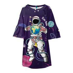 Детское платье 3D с принтом Elon Musk в Петрозаводске, 100% полиэстер | прямой силуэт, чуть расширенный к низу. Круглая горловина, на рукавах — воланы | astronaut | celebrity | cosmonaut | cosmos | genius | gloves | planet | space | spacesuit | гений | знаменитость | космонавт | космос | перчатки | планета | скафандр