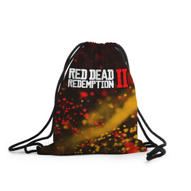 Рюкзак-мешок 3D с принтом RED DEAD REDEMPTION 2 в Петрозаводске, 100% полиэстер | плотность ткани — 200 г/м2, размер — 35 х 45 см; лямки — толстые шнурки, застежка на шнуровке, без карманов и подкладки | dead | game | games | logo | rdr | rdr2 | red | red dead redemption 2 | redemption | дед | игра | игры | лого | логотип | логотипы | рдр | рдр2 | ред | редемпшен | редемпшн | символ | символы
