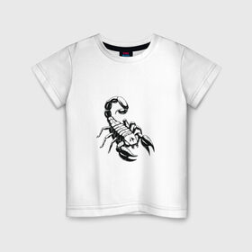 Детская футболка хлопок с принтом sсorpio,скорпион в Петрозаводске, 100% хлопок | круглый вырез горловины, полуприлегающий силуэт, длина до линии бедер | Тематика изображения на принте: sсorpio | артхаус | скорпион | черное на белом