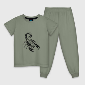Детская пижама хлопок с принтом sсorpio,скорпион в Петрозаводске, 100% хлопок |  брюки и футболка прямого кроя, без карманов, на брюках мягкая резинка на поясе и по низу штанин
 | sсorpio | артхаус | скорпион | черное на белом