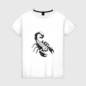 Женская футболка хлопок с принтом sсorpio,скорпион в Петрозаводске, 100% хлопок | прямой крой, круглый вырез горловины, длина до линии бедер, слегка спущенное плечо | sсorpio | артхаус | скорпион | черное на белом