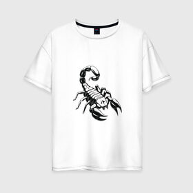 Женская футболка хлопок Oversize с принтом sсorpio,скорпион в Петрозаводске, 100% хлопок | свободный крой, круглый ворот, спущенный рукав, длина до линии бедер
 | sсorpio | артхаус | скорпион | черное на белом