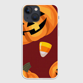 Чехол для iPhone 13 mini с принтом Сладкие хэллоуин в Петрозаводске,  |  | арт | бардовый | красный | оранжевый | рисунок | сладости | сладость | тыква | тыквы