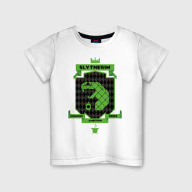 Детская футболка хлопок с принтом Slytherin в Петрозаводске, 100% хлопок | круглый вырез горловины, полуприлегающий силуэт, длина до линии бедер | harry potter | slytherin | vdzabma | гарри поттер | слизерин