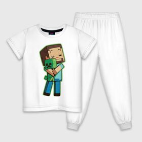 Детская пижама хлопок с принтом Minecraft в Петрозаводске, 100% хлопок |  брюки и футболка прямого кроя, без карманов, на брюках мягкая резинка на поясе и по низу штанин
 | биом | выживание | игра | куб | персонаж
