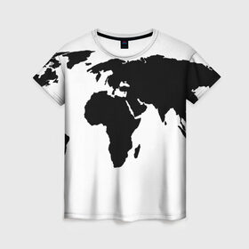 Женская футболка 3D с принтом Весь мир в Петрозаводске, 100% полиэфир ( синтетическое хлопкоподобное полотно) | прямой крой, круглый вырез горловины, длина до линии бедер | весь мир | карта мира | континенты | мир | путешествия | туризм | туристам | туристическая