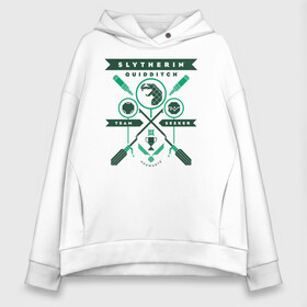 Женское худи Oversize хлопок с принтом Slytherin Quidditch в Петрозаводске, френч-терри — 70% хлопок, 30% полиэстер. Мягкий теплый начес внутри —100% хлопок | боковые карманы, эластичные манжеты и нижняя кромка, капюшон на магнитной кнопке | harry potter | quidditch | slytherin | vdzabma | гарри поттер | квиддич | слизерин