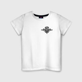 Детская футболка хлопок с принтом ВДВ в Петрозаводске, 100% хлопок | круглый вырез горловины, полуприлегающий силуэт, длина до линии бедер | Тематика изображения на принте: вдв | десантура | никто кроме нас