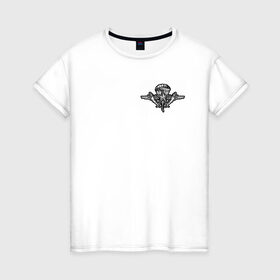 Женская футболка хлопок с принтом ВДВ в Петрозаводске, 100% хлопок | прямой крой, круглый вырез горловины, длина до линии бедер, слегка спущенное плечо | вдв | десантура | никто кроме нас