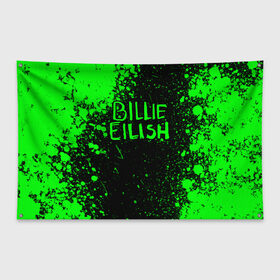 Флаг-баннер с принтом BILLIE EILISH в Петрозаводске, 100% полиэстер | размер 67 х 109 см, плотность ткани — 95 г/м2; по краям флага есть четыре люверса для крепления | ayelish | bad guy | bellyache | bilie eilish | bilie elish | billie | billie eilish | eilish | electronic | elish | music | били айлиш | билли айлиш | эйлиш | элиш