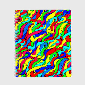 Тетрадь с принтом Красочные узоры/абстракционизм в Петрозаводске, 100% бумага | 48 листов, плотность листов — 60 г/м2, плотность картонной обложки — 250 г/м2. Листы скреплены сбоку удобной пружинной спиралью. Уголки страниц и обложки скругленные. Цвет линий — светло-серый
 | abstract | art | neon | pattern | аниме | анимешные | арт | брызги | ван гог | волны | восточный | змеи | искусство | картина | кислотный | краска | краски | море | мысли | неоновые | радуга | радужные | разноцветные