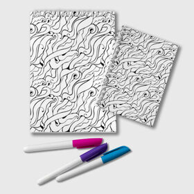 Блокнот с принтом Черно-белые узоры в Петрозаводске, 100% бумага | 48 листов, плотность листов — 60 г/м2, плотность картонной обложки — 250 г/м2. Листы скреплены удобной пружинной спиралью. Цвет линий — светло-серый
 | abstract | art | pattern | абстракционизм | абстракция | аниме | арт | брызги | волны | восточный | граффити | змеи | инь янь | искусство | кружево | линии | море | паттерн | текстура | тучи | узор | хавитки | черви