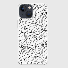 Чехол для iPhone 13 mini с принтом Черно белые узоры в Петрозаводске,  |  | abstract | art | pattern | абстракционизм | абстракция | аниме | арт | брызги | волны | восточный | граффити | змеи | инь янь | искусство | кружево | линии | море | паттерн | текстура | тучи | узор | хавитки | черви