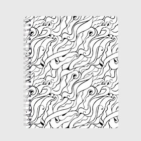 Тетрадь с принтом Черно-белые узоры в Петрозаводске, 100% бумага | 48 листов, плотность листов — 60 г/м2, плотность картонной обложки — 250 г/м2. Листы скреплены сбоку удобной пружинной спиралью. Уголки страниц и обложки скругленные. Цвет линий — светло-серый
 | abstract | art | pattern | абстракционизм | абстракция | аниме | арт | брызги | волны | восточный | граффити | змеи | инь янь | искусство | кружево | линии | море | паттерн | текстура | тучи | узор | хавитки | черви