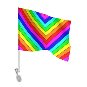 Флаг для автомобиля с принтом Rainbow Stripes в Петрозаводске, 100% полиэстер | Размер: 30*21 см | geometry | gradient | neon | геометрические | градиент | детям | кислота | кислотный | конус | красочный | линии | неоновые | пирамида | полоска | полосы | радуга | радужный | разноцветные | сочный | треугольники